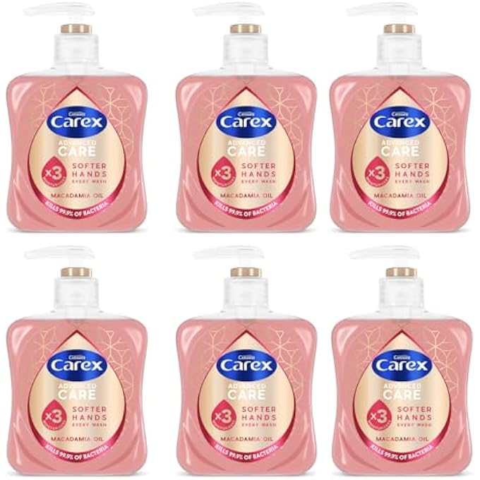 careX ADVANCED CARE MACADAMIA OIL ANTIBACTERIAL HAND WASH, LIQUID HAND SOAP WITH VANILLA FOR SOFT HANDS, 3 X MORE MOISTURISERS, BULK BUY, PACK OF 6 X 250 ML - Image 1